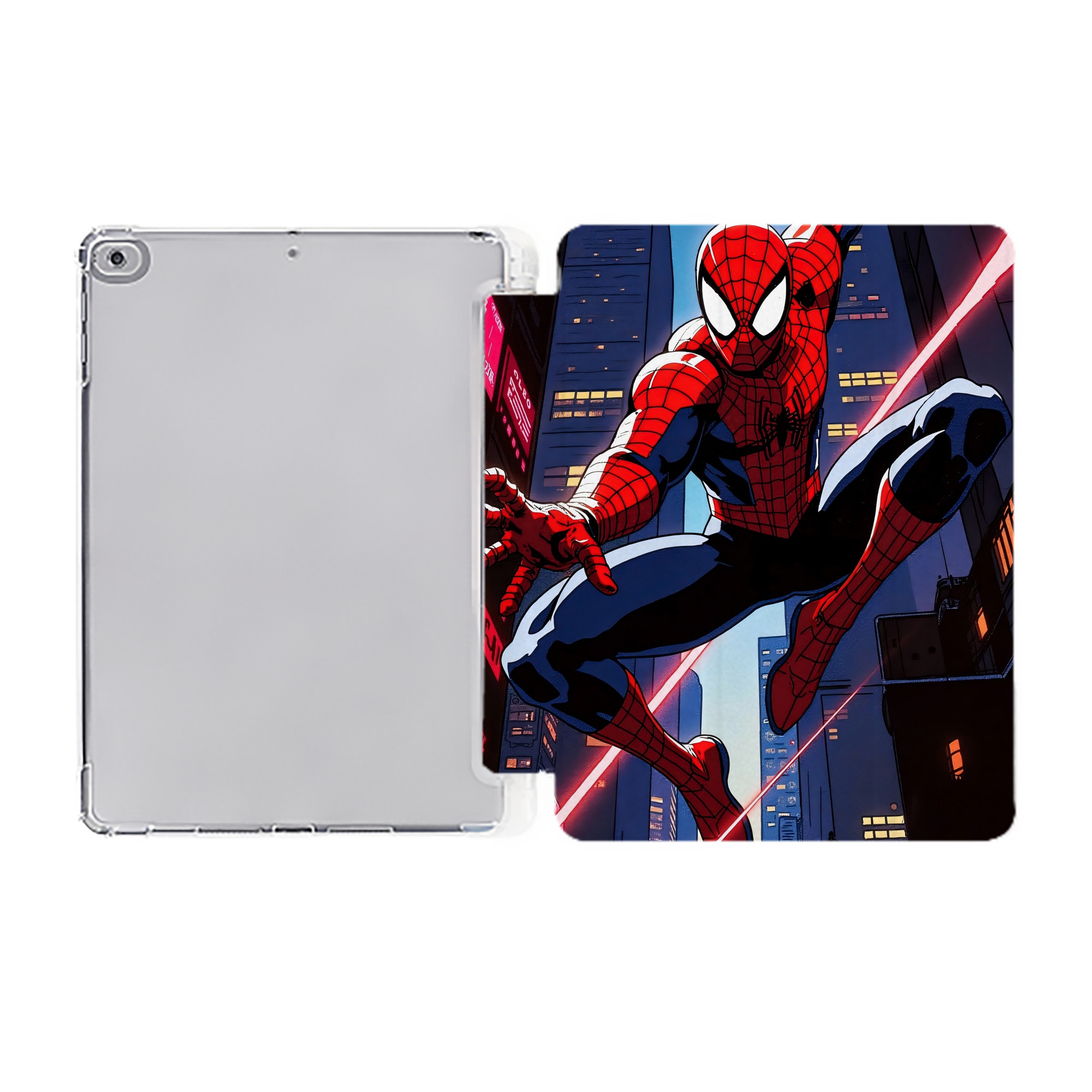 （画像用） Spider Man スパイダーマン IPad ケース ペン収納付き 三つ折りスタンド PUレザー×シリコン 対応機種9.5/10.5/10.9インチ